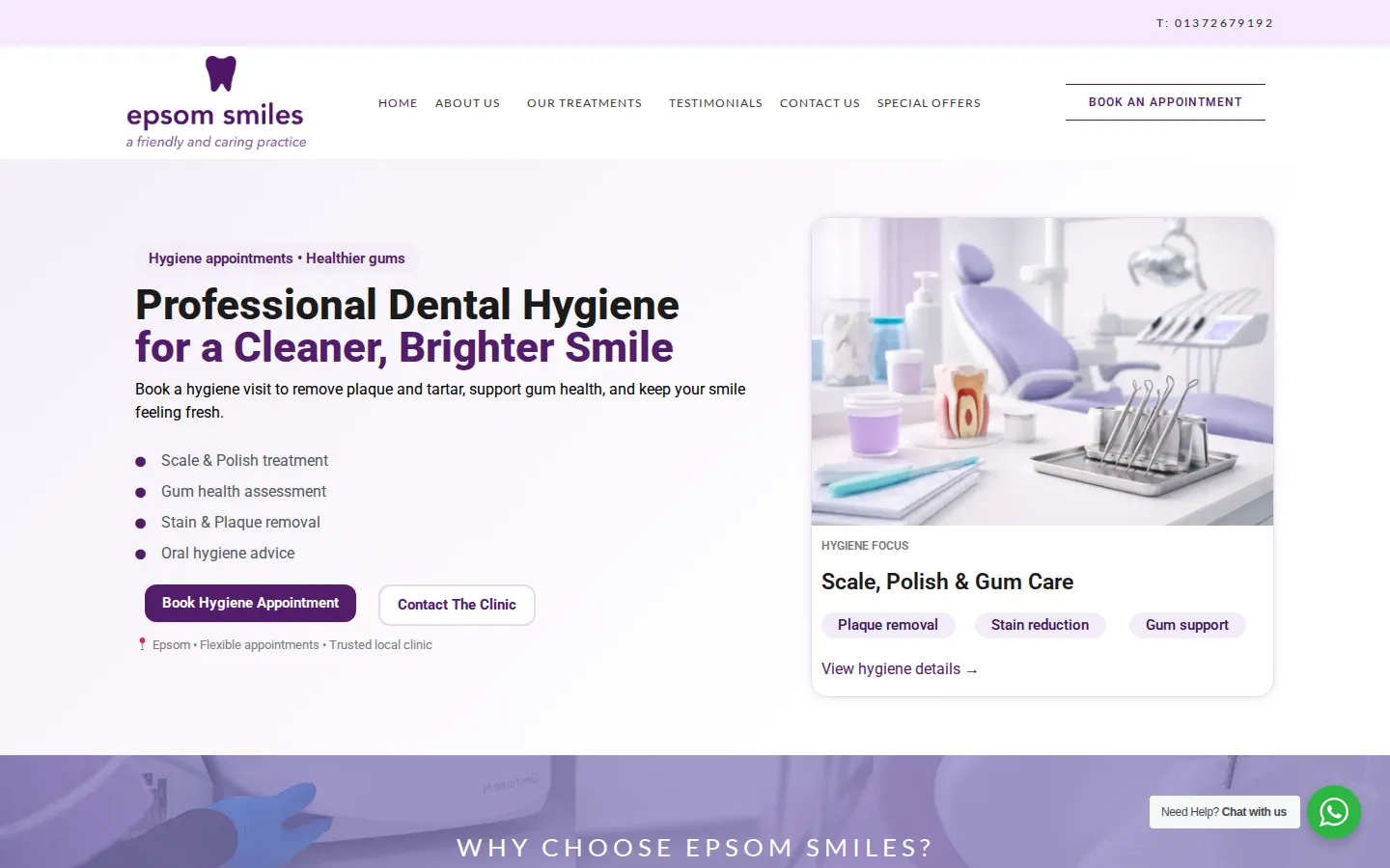 Epsom Smiles homepage